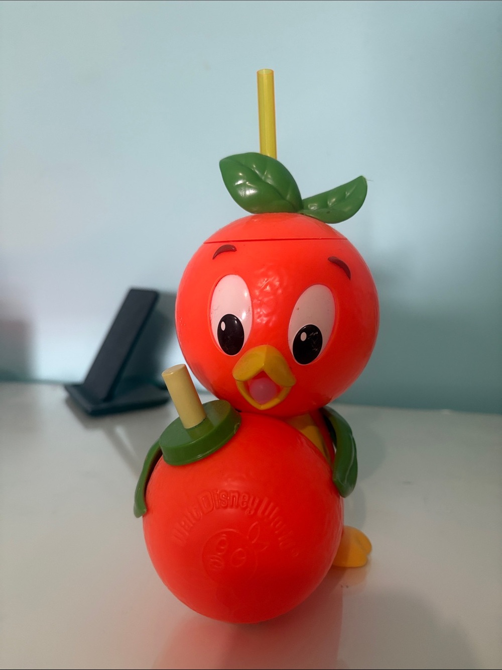 Disney Orange Bird Sipper Cup — Bright Orange with Green Accents